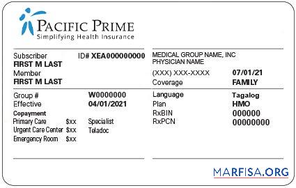Printable Tuvalu health insurance card template
